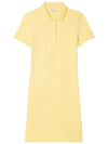 Women's Slim Fit Stretch Cotton Pique Polo Short Dress Yellow - LACOSTE - BALAAN 2