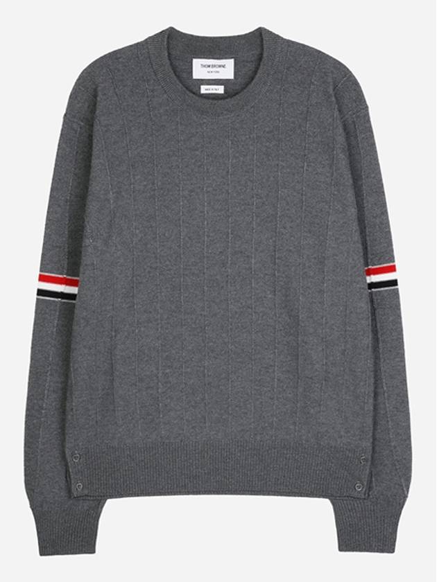 Men's Wool Relaxed Pullover Knit Top Med Grey - THOM BROWNE - BALAAN 2