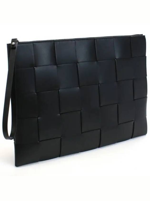 Intrecciato Weaving Strap Clutch Bag Black - BOTTEGA VENETA - BALAAN 2