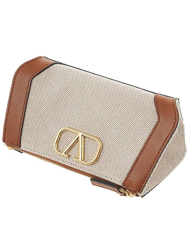 V Logo Signature Pouch Bag Beige Brown - VALENTINO - BALAAN 5