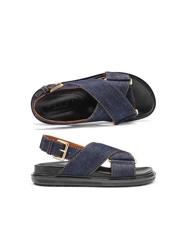 Fussbet Buckle Denim Sandals Navy - MARNI - BALAAN 2