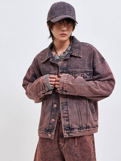 Oversized Trucker Denim Jacket Wine - C WEAR BY THE GENIUS - BALAAN 2