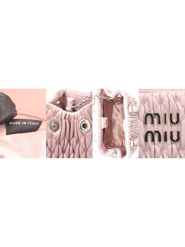 Miu 5BA067 Pink Nappa Leather Matelasse Crystal Shoulder Bag - MIU MIU - BALAAN 7