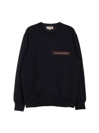 Logo Tape Detail Sweatshirt Black - ALEXANDER MCQUEEN - BALAAN 1