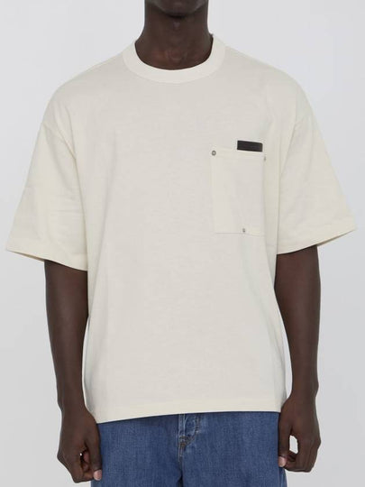 Leather Detailing Short Sleeve T-Shirt Ivory - BOTTEGA VENETA - BALAAN 2