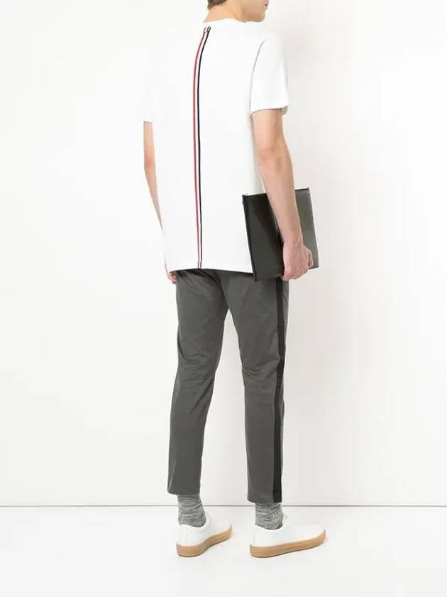 Men's Center Back Striped Short Sleeve T-Shirt White - THOM BROWNE - BALAAN 6