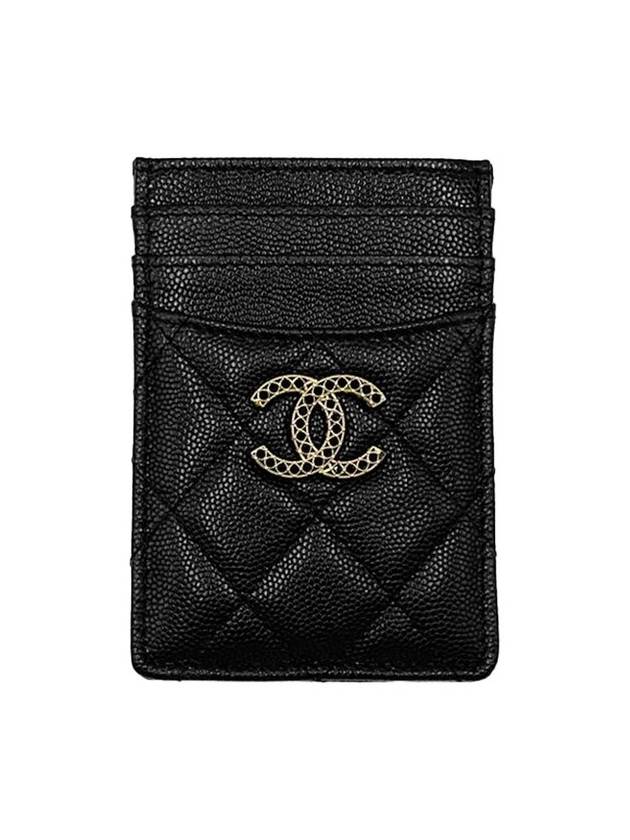 Strass CC Logo Caviar Leather Card Wallet Black - CHANEL - BALAAN 2