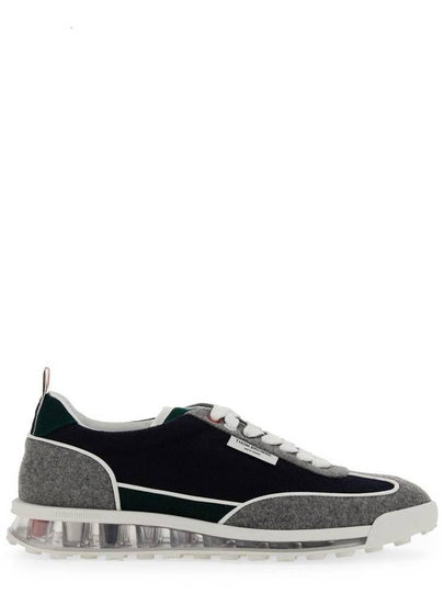 Melton Clear Sole Tech Runner Sneakers Navy Grey - THOM BROWNE - BALAAN 2