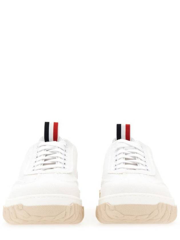 Frayed Canvas Cable Knit Sole Field Shoes White - THOM BROWNE - BALAAN 5