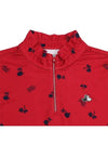 Women s flower print half zip up t shirt 9514LXSS RED - BLACK&WHITE - BALAAN 3