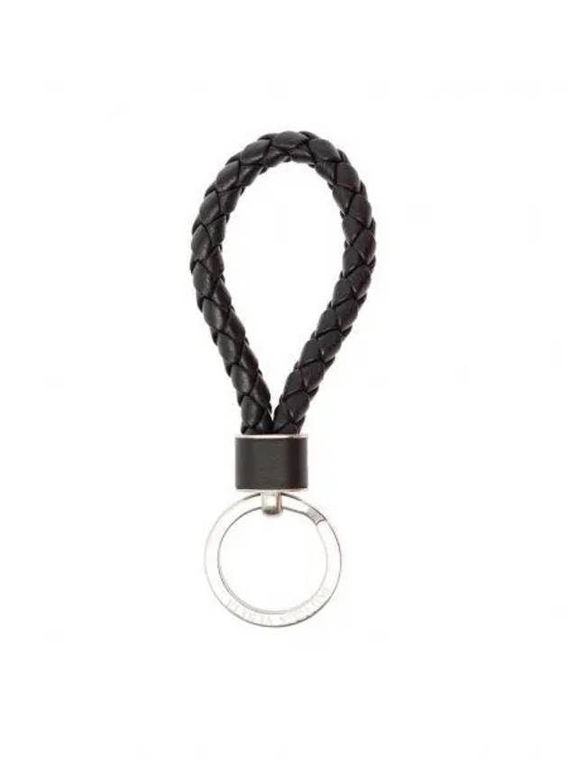 Intrecciato Leather Key Holder  Black - BOTTEGA VENETA - BALAAN 2