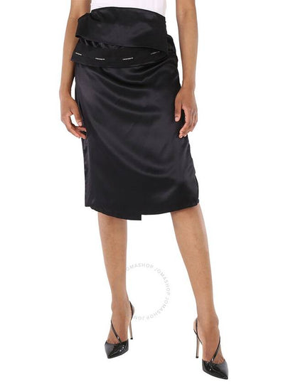 Burberry Ladies Black Silk Satin Foldover Skirt, Brand Size 6 (US Size 4) - BURBERRY - BALAAN 2