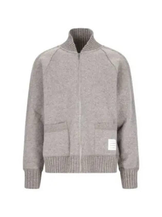 Alpaca Wool Zipper Bomber Jacket Grey - THOM BROWNE - BALAAN 2