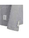 Men's 4 Bar Seesucker Loopback 4 Bar Sack Cardigan Grey - THOM BROWNE - BALAAN 5