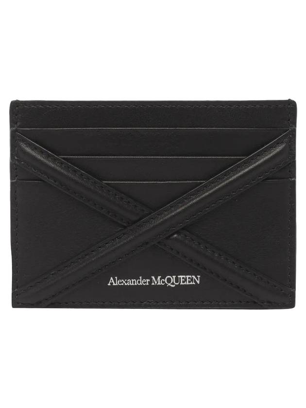 Harness Logo Print Calfskin Card Wallet Black - ALEXANDER MCQUEEN - BALAAN 1