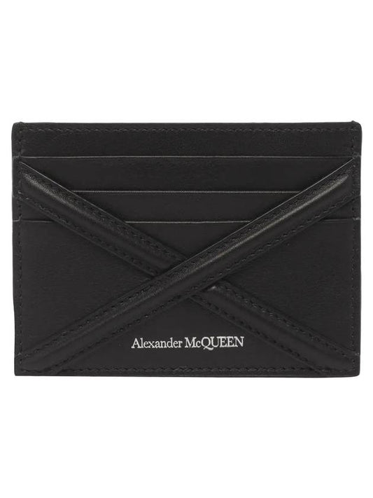 Harness Logo Print Calfskin Card Wallet Black - ALEXANDER MCQUEEN - BALAAN 1