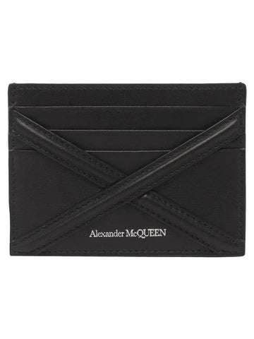 Harness Logo Print Calfskin Card Wallet Black - ALEXANDER MCQUEEN - BALAAN 1