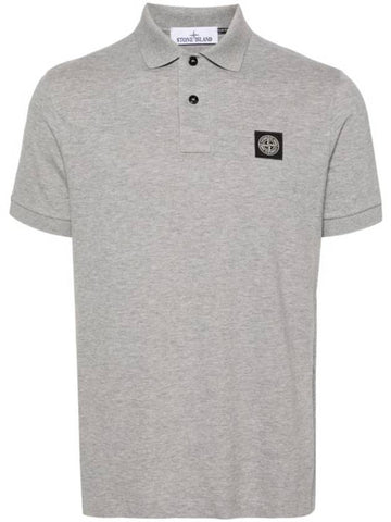 Pique Stretch Cotton Short Sleeve Polo Shirt Light Grey - STONE ISLAND - BALAAN 1
