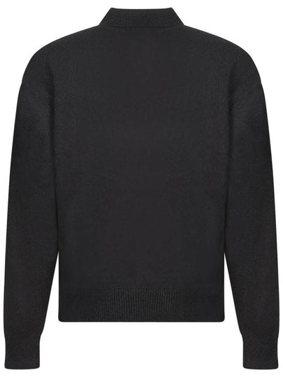 Black Long Sleeve Polo Sweater With A Jacquard In Cotton Blend Man - AXEL ARIGATO - BALAAN 2