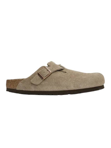 Boston Soft Footbed Suede Medium Narrow Slippers Taupe - BIRKENSTOCK - BALAAN 1