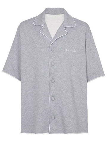 Balmain Men's Grey Cotton Shirt With Embroidered Logo, Brand Size 48 (US Size 38) - BALMAIN - BALAAN 1