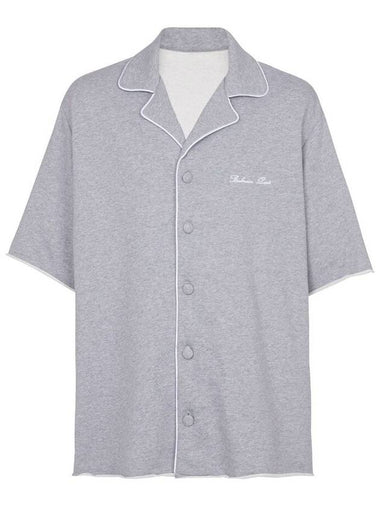 Balmain Men's Grey Cotton Shirt With Embroidered Logo, Brand Size 48 (US Size 38) - BALMAIN - BALAAN 1