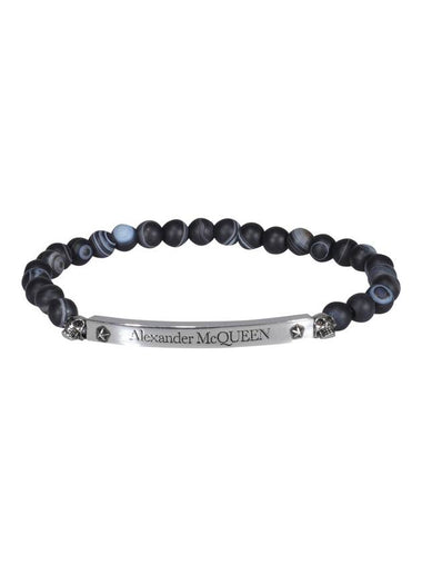 Engraved Logo Beads Bracelet Black - ALEXANDER MCQUEEN - BALAAN 1