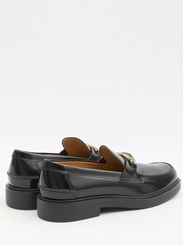 Metal Logo Leather Loafers Black - TOD'S - BALAAN 4