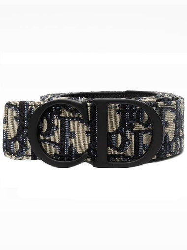 CD Oblique Jacquard Calfskin 35mm Reversible Belt Black Beige - DIOR - BALAAN 1