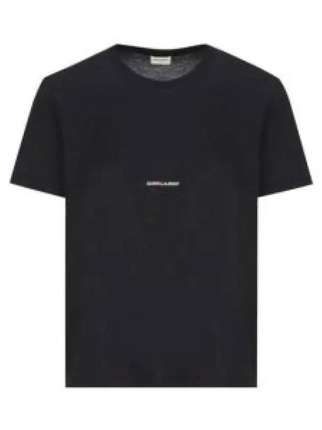 Men's Small Logo Short Sleeve T-Shirt Black - SAINT LAURENT - BALAAN 2