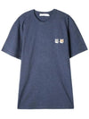 Double Fox Head Patch Classic T-Shirt Navy Melange - MAISON KITSUNE - BALAAN 2