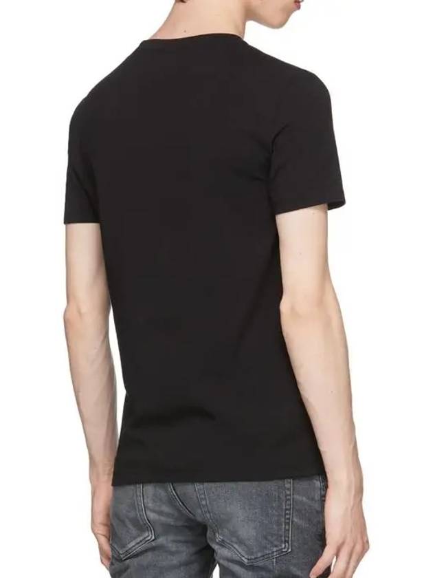 Logo patch sleeve crew neck slim fit short sleeve tshirt black - BALMAIN - BALAAN 3