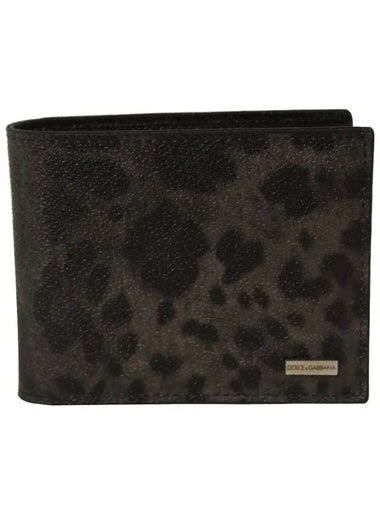 Leopard Leather Half Wallet Grey - DOLCE&GABBANA - BALAAN 1