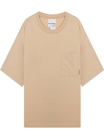 Pink Label Crew Neck Short Sleeve T-Shirt Light Camel - ACNE STUDIOS - BALAAN 1