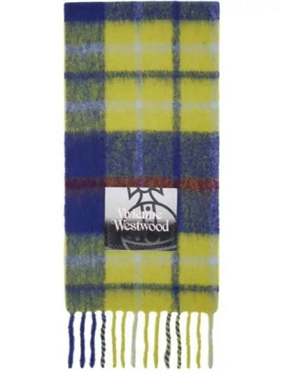 Tartan Check Alpaca Wool Muffler Blue - VIVIENNE WESTWOOD - BALAAN 2