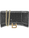 Hourglass Chain Crocodile Embossed Calfskin Medium Wallet Black - BALENCIAGA - BALAAN 2