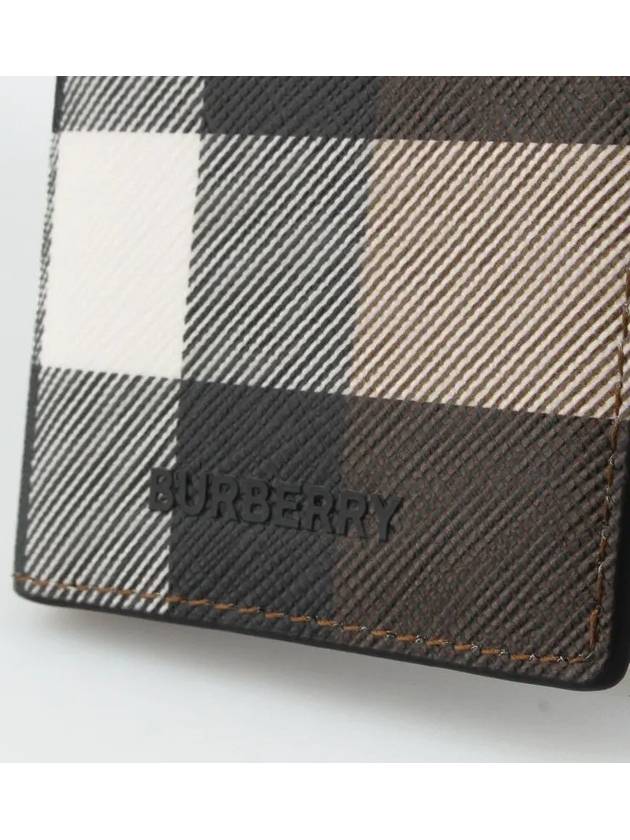 Checked Leather Card Wallet Dark Birch Brown - BURBERRY - BALAAN 4