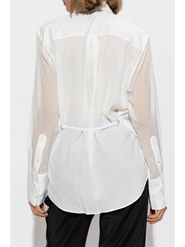 Helmut Lang Shirt With Lace Insert At The Front, Women's, White - HELMUT LANG - BALAAN 4