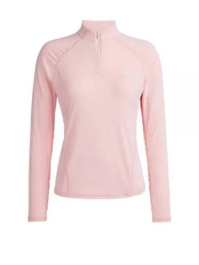 Silky Ruched Quarter Zip Pullover Tech Nylon Long Sleeve T-Shirt Pink - G/FORE - BALAAN 2