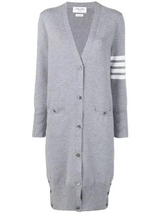 Milano Fine Merino Cardigan Light Grey - THOM BROWNE - BALAAN 2