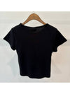 Women's Flower Rib Crop Short Sleeve T-Shirt Black - STUSSY - BALAAN 3