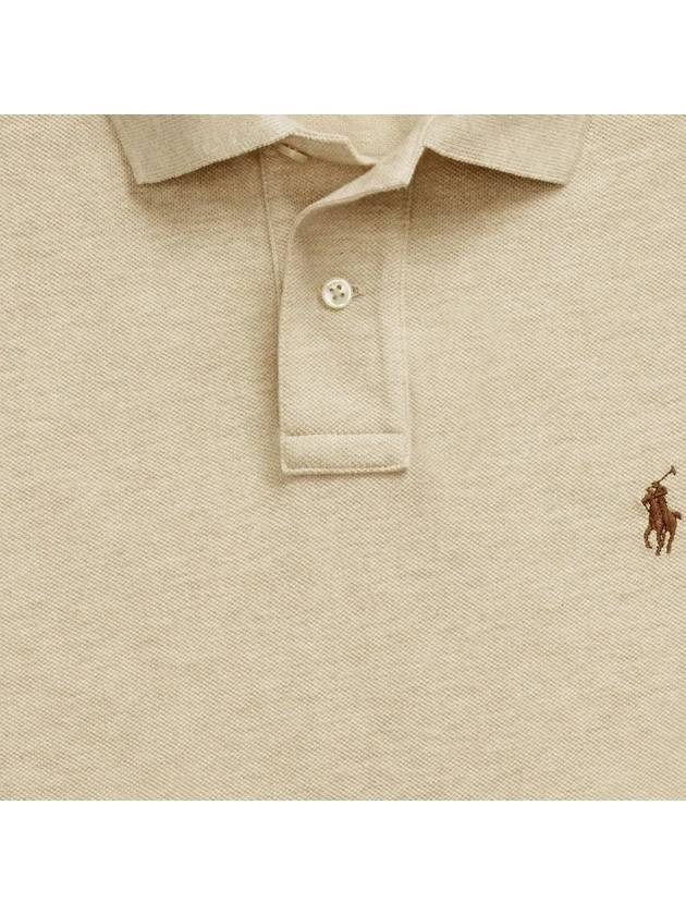 Embroidered Pony Logo Brown Polo Shirt Beige - POLO RALPH LAUREN - BALAAN 5