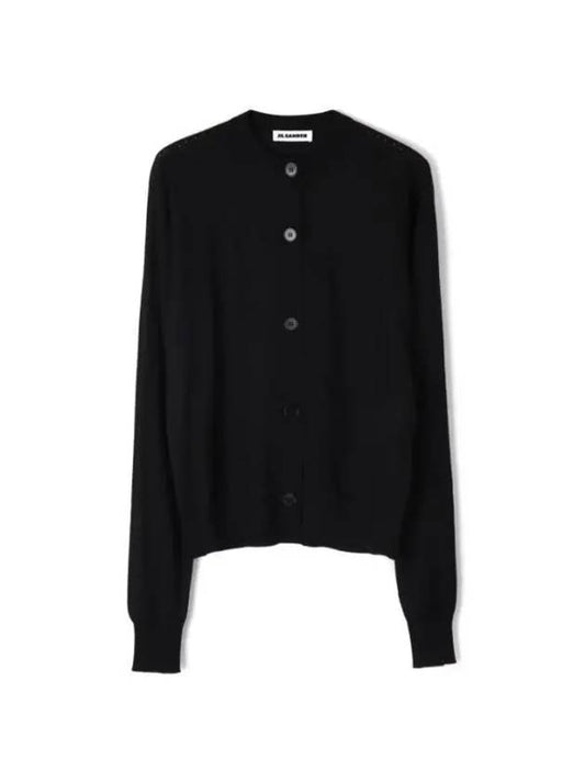 V-neck Button Cashmere Wool Cardigan Black - JIL SANDER - BALAAN 1