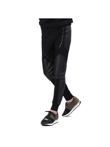 Leather Biker Track Pants Black - LES HOMMES - BALAAN 1