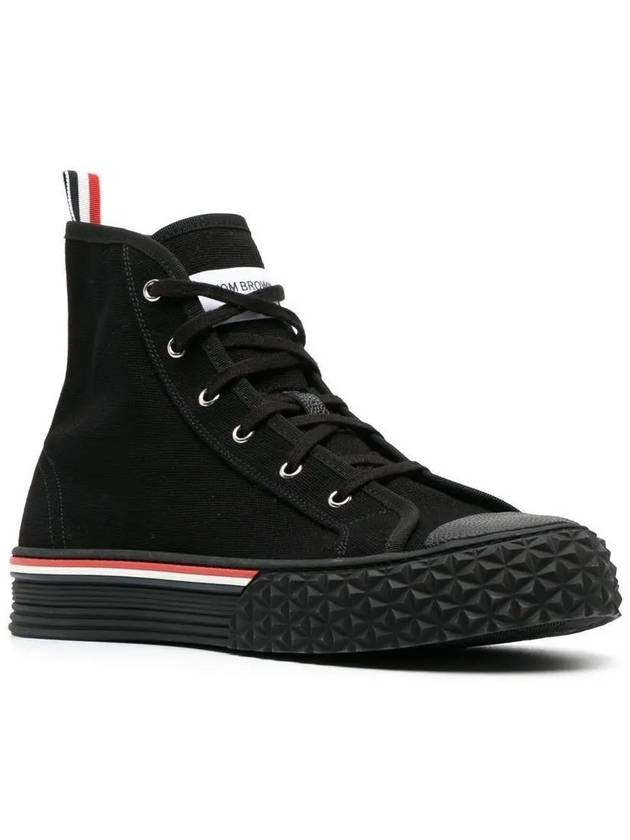 RWB Stripe Canvas Tartan Sole Collegiate High Top Sneakers Black - THOM BROWNE - BALAAN 3