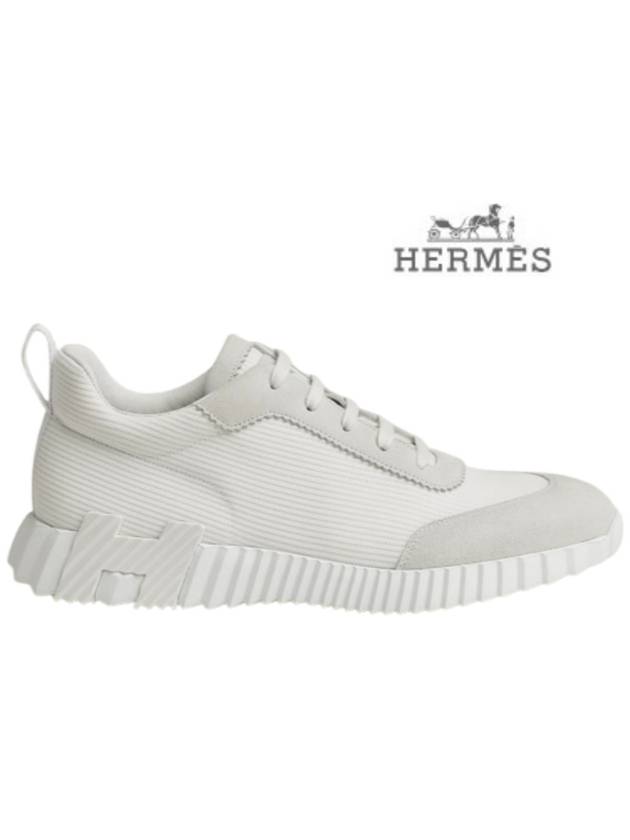 Bouncing Sneakers Mesh Suede Goatskin Blanc - HERMES - BALAAN 3