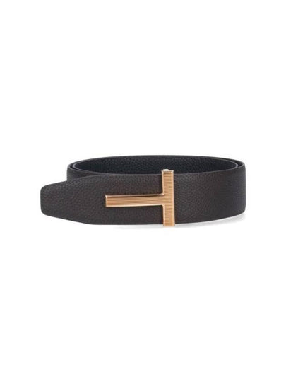 T Buckle Reversible Leather Belt Black Brown - TOM FORD - BALAAN 2