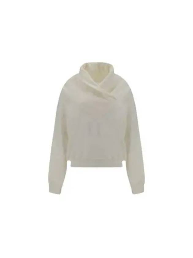 V-Neck Drop Shoulder Sweatshirt White - SAINT LAURENT - BALAAN 2