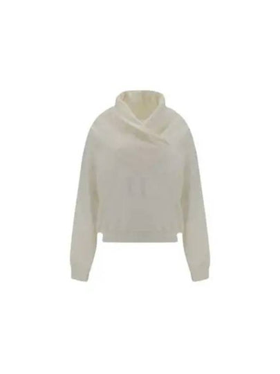 V-Neck Drop Shoulder Sweatshirt White - SAINT LAURENT - BALAAN 2