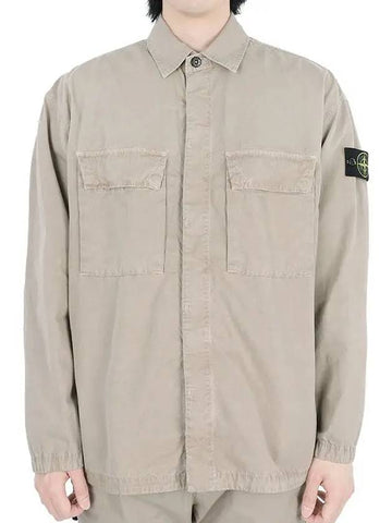 Old Treatment Over Long Sleeve Shirt Dove Grey - STONE ISLAND - BALAAN 1